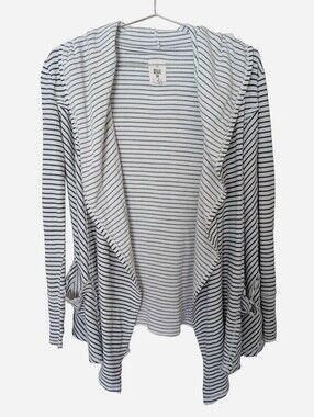 Billabong White & Black Striped Knit Hooded Cardigan